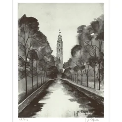 CAPRON Jean-Pierre - Lithographie "Le canal" 32x25cm - 1971