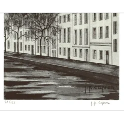 CAPRON Jean-Pierre - Lithographie "La rue" 32x25cm - 1971