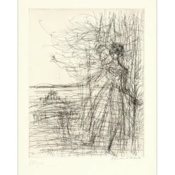 CARZOU Jean - Gravure originale "Femmes au village" 33x25cm - 1965