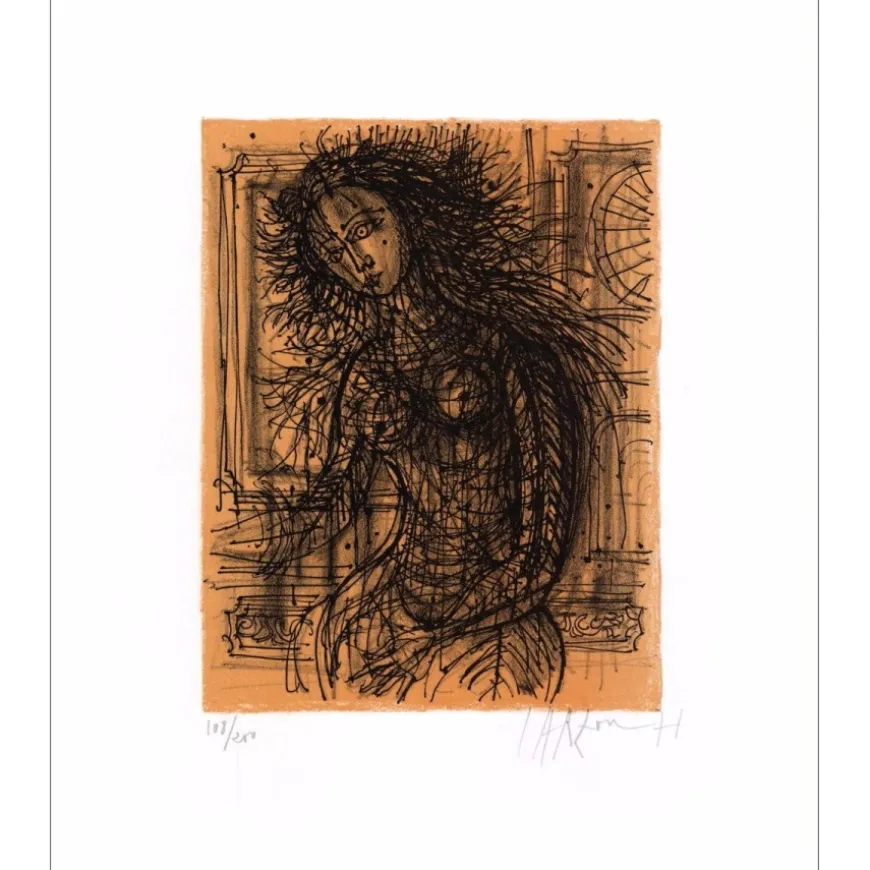 CARZOU Jean - Lithographie originale "Portrait de femme" 33x27cm - 1971
