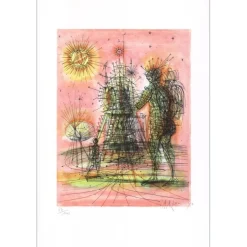 CARZOU Jean - Lithographie originale "De la Terre à la Lune 07" 57x36cm - 1970