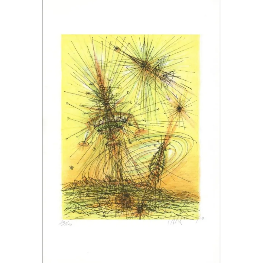 CARZOU Jean - Lithographie originale "De la Terre à la Lune 04" 57x36cm - 1970