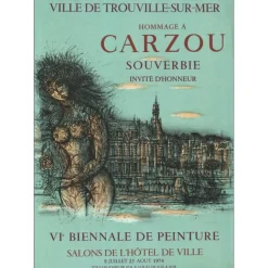 CARZOU Jean - Lithographie "Exposition Trouville-sur-mer" 74x52cm - 1974