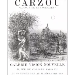 CARZOU Jean - Lithographie "Exposition, Vision Nouvelle, Paris" 65x49cm - 1978 - (blanche)
