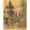 CARZOU Jean - Lithographie originale "Le Salon" 20x16cm - 1982