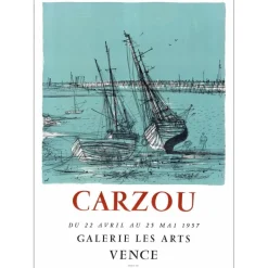 CARZOU Jean - Lithographie "Exposition, Galerie les Arts, Vence" 65x46cm - 1957