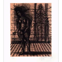 CARZOU Jean - Lithographie originale La porte close 33x27cm 1974