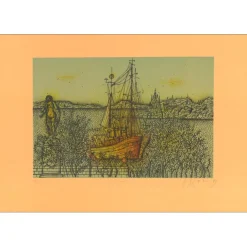 CARZOU Jean - Lithographie originale "Le beau bateau" 37x52cm - 1990