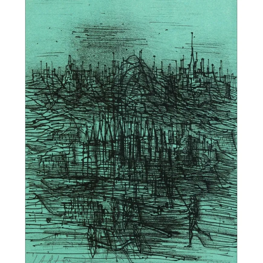CARZOU Jean - Lithographie originale "Fortifications" 20x16cm - 1977