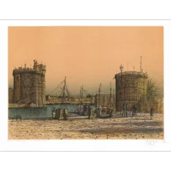 CARZOU Jean - Lithographie originale "Le Port de la Rochelle" 54x75cm - 1982