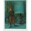CARZOU Jean - Lithographie originale "L'automne, paysage avec femme" 76x55cm - 1966