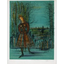 CARZOU Jean - Lithographie originale "L'automne, paysage avec femme" 76x55cm - 1966