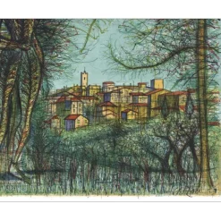 CARZOU Jean - Lithographie "Saint Paul de Vence" 73x57cm - 1959