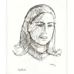 CATHELIN Bernard - Lithographie "Portrait" 33x25cm
