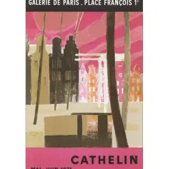 CATHELIN Bernard - Lithographie "Exposition Galerie de Paris, Paris" 90x60cm - 1971
