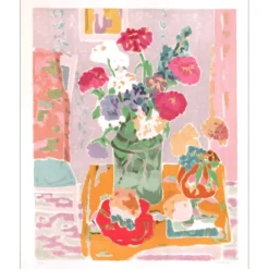 CAVAILLÈS Jules - Lithographie originale "Bouquet de fleurs" 76x54cm