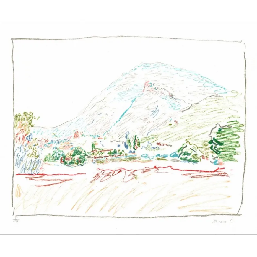 CELEBONOVIĆ Marko - Lithographie originale "Paysage" 50x65cm
