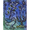CHAGALL Marc - Lithographie originale "Oiseau et chandelier Menorah" 32x24cm - 1962