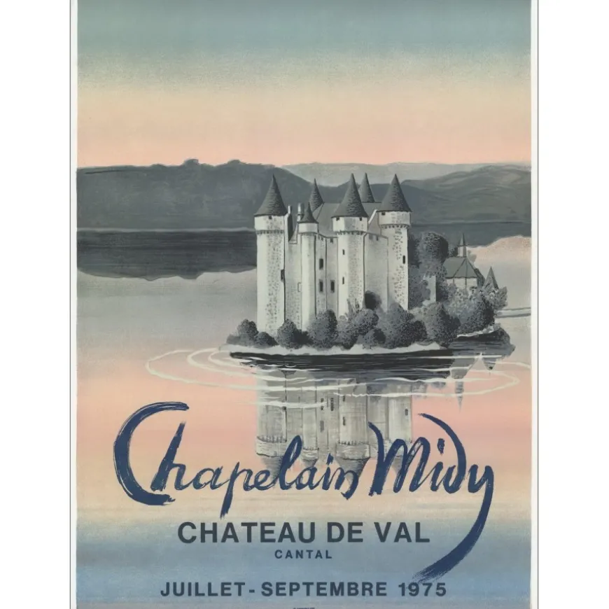 CHAPELAIN-MIDY Roger - Lithographie "Le Château de Val, Cantal" 64x47cm - 1975