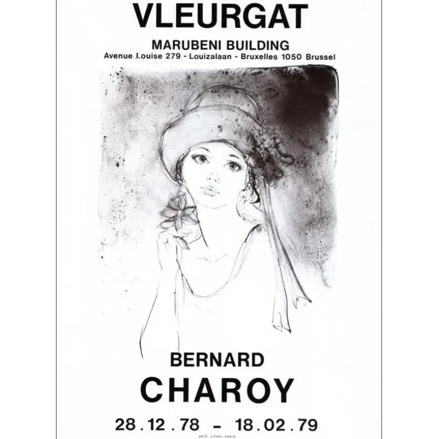 CHAROY Bernard - Lithographie "Exposition Modern Art Galerie Vleurgat, Bruxelles" 65x46cm - 1979