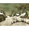 CHAROY Bernard - Lithographie originale "Paysage enneigé" 56x76cm