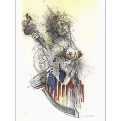 CHAVANON Roger Louis - Lithographie originale "La statue de la liberté" 75x55cm