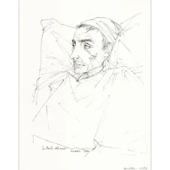 CIRY Michel - Lithographie originale "Le Poète" 32x25cm