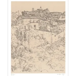 CIRY Michel - Lithographie "Vue sur ville" 32x25cm - 1970