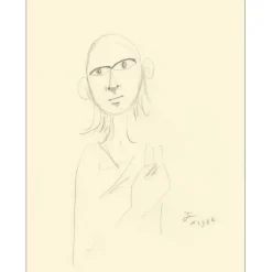 COCTEAU Jean - Dessin original "Jeune fille" 27x21cm - 1956 - Certificat Annie GUEDRAS