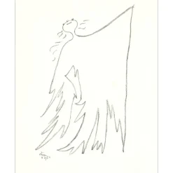 COCTEAU Jean - Lithographie originale "Manteau de feu V" 41x33cm - 1954