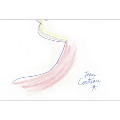 COCTEAU Jean - Lithographie "Portrait de profil" 28x22cm