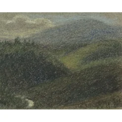 COLIN Paul-Émile - Dessin original au crayon et pastel "Paysage vallonné, vers Vence" 12x16cm - 1909