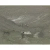 COLIN Paul-Émile - Dessin original au crayon et pastel "Berger et son troupeau" 12x16cm