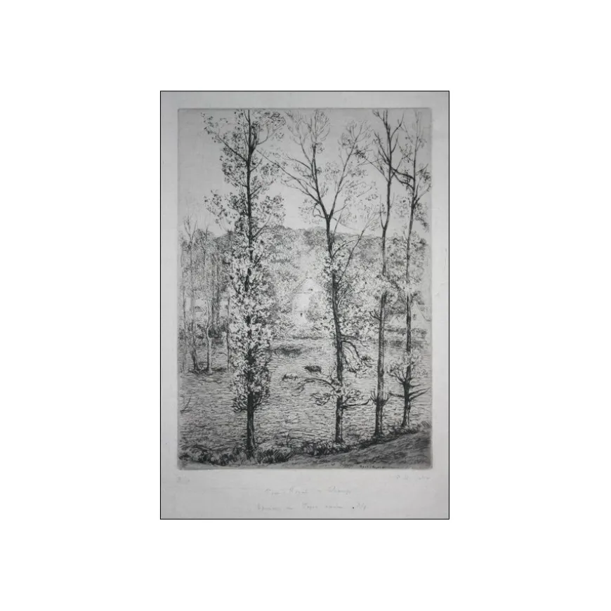 COLIN Paul-Émile - Gravure originale "Port-Royal des Champs" 37x26cm