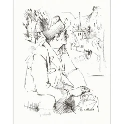 COLLOMB Paul - Lithographie originale "Le gendarme" 32x25cm