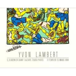 COMBAS Robert - Affiche sérigraphie "Lapins Jaunes, exposition Yvon Lambert" 1984 - 101x70cm