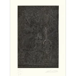 COMBAS Robert - Gravure originale "Le type au violoncelle" 63x45m - 1992