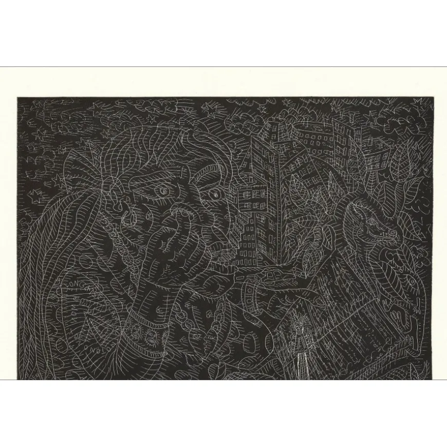 COMBAS Robert - Gravure originale "Le type au violoncelle" 63x45m - 1992