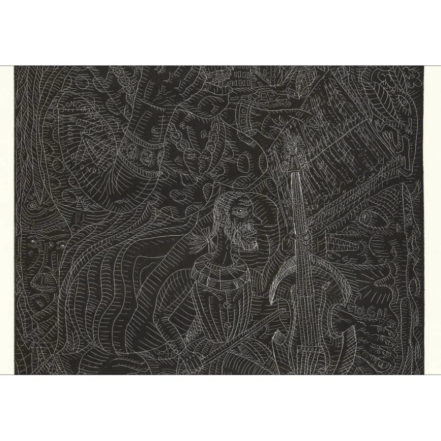 COMBAS Robert - Gravure originale "Le type au violoncelle" 63x45m - 1992