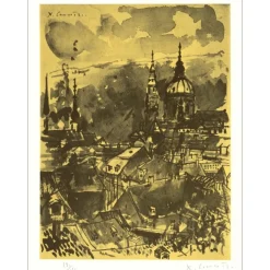 COMMERE Jean - Lithographie originale "Beautés de l'Europe, Prague 02" 32x24cm - 1971