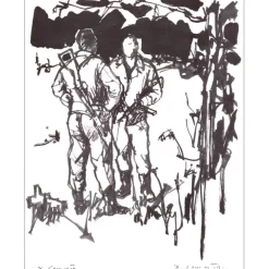COMMERE Jean - Lithographie "Les chasseurs" 27x21cm - 1963 - Signée au crayon