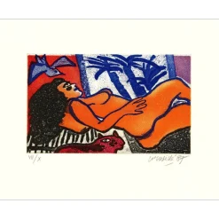 CORNEILLE Guillaume - Gravure originale "Femme Tropique" 40x51cm - 1987