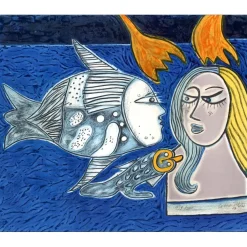 CORNEILLE Guillaume - Gravure au Carborundum  "Séduction aquatique" 57x69cm - 2004