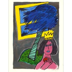 CORNEILLE Guillaume - Lithographie originale "Reine du monde" 76x56cm - 1998
