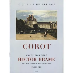 COROT Jean-Baptiste Camille - Lithographie "Exposition Galerie Hector Brame, Paris" 58x41cm - 1957