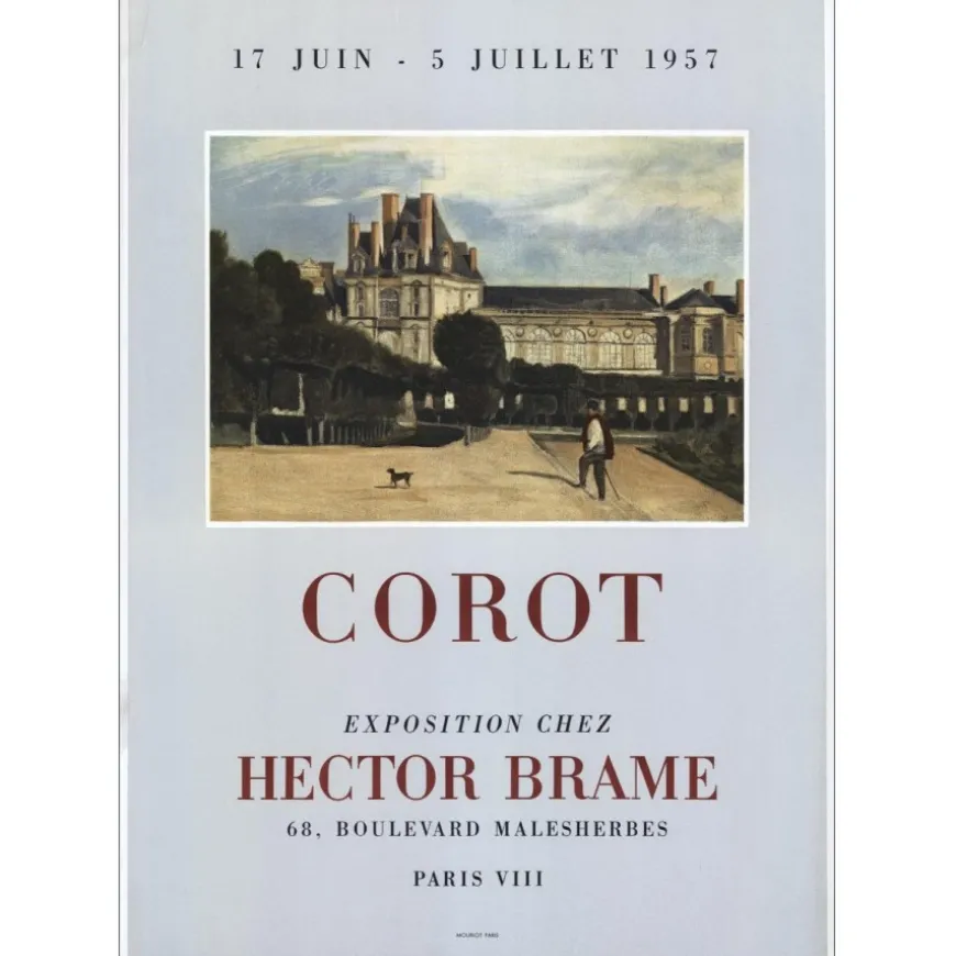 COROT Jean-Baptiste Camille - Lithographie "Exposition Galerie Hector Brame, Paris" 58x41cm - 1957