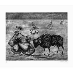 COUTAUD Lucien - Gravure originale "Corrida fleurie" 45x56cm - 1959