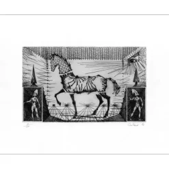 COUTAUD Lucien - Gravure originale "Le cheval de briques" 34x44cm - 1959
