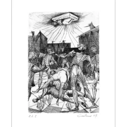 COUTAUD Lucien - Gravure originale "La grande réunion" 32x25cm - 1947