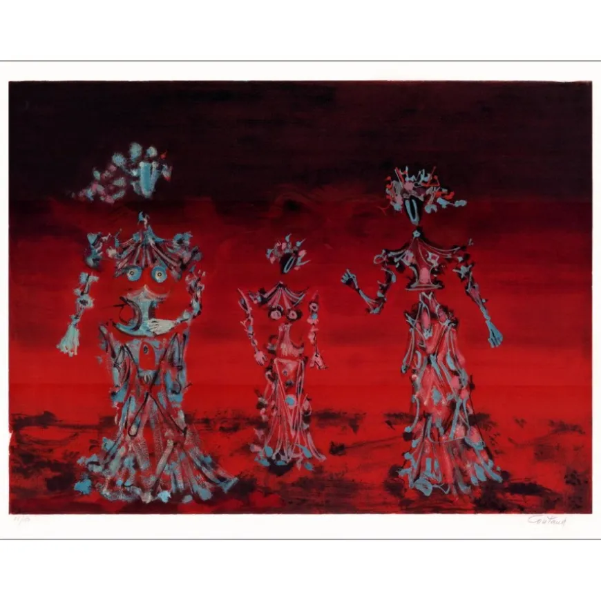 COUTAUD Lucien - Lithographie originale "Le crépuscule" 54x75cm